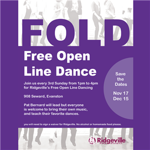 Free open Line Dance (FOLD) every 3rd Sunday from 1-4pm at Ridgeville! NO REGISTRATION NECESSARY